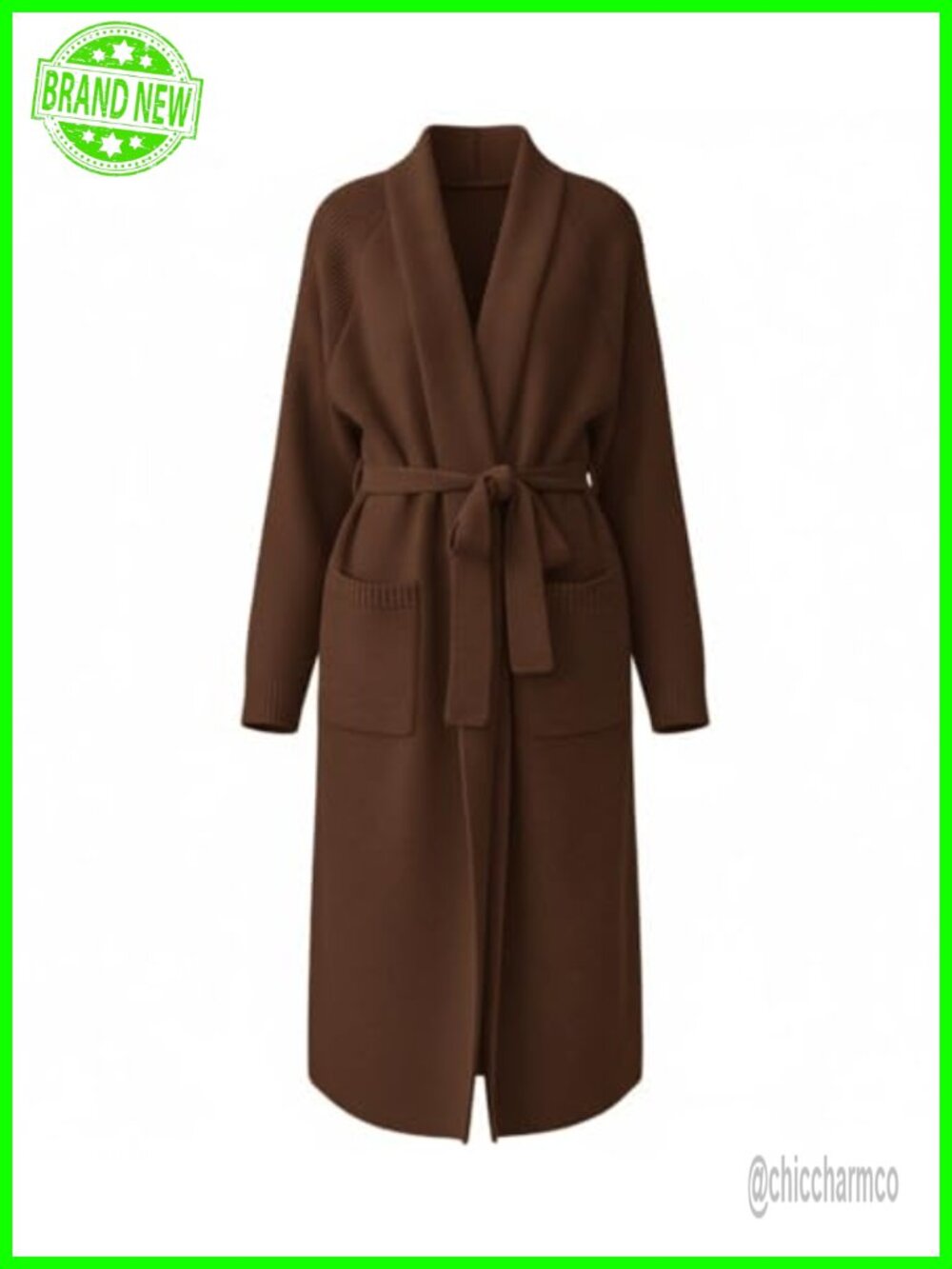 Chunky Open Front Oversized Cardigan Sweater with Pockets Long Sleeve